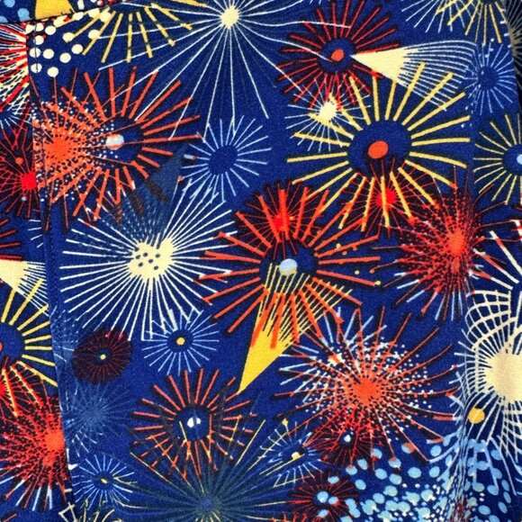 LuLaRoe Leggings Womens Tall and Curvy Blue Fireworks Patriotic Americana - Picture 2 of 7